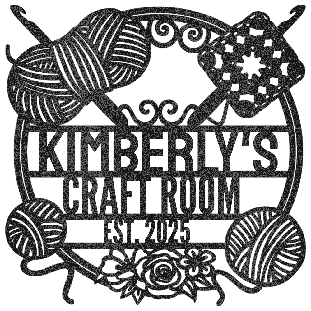Personalized Crochet Corner – Custom Metal Sign for Craft Room Black