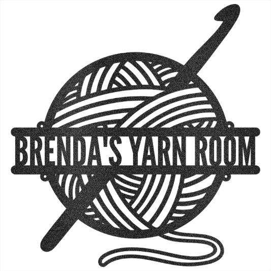 Hooked on Crochet – Personalized Metal Sign Black