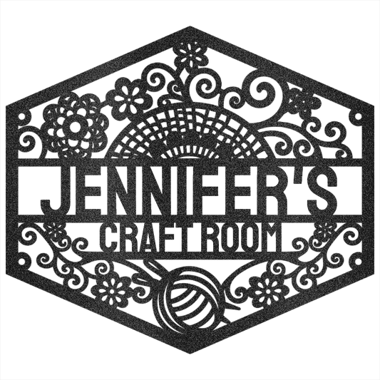 Crochet and Yarn - Custom Metal Sign Black
