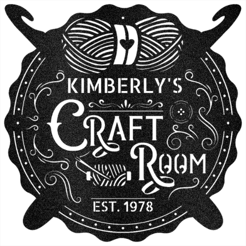 Crochet & Craft Room Custom Metal Sign – Sewing Room Decor Black