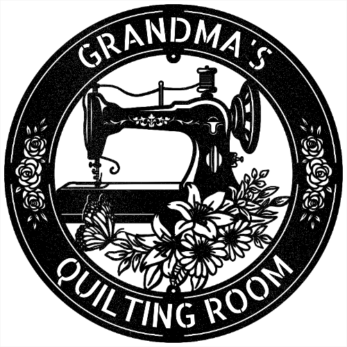 Sewing Sign - Personalized Metal Sign for Quilting Room Decor Black