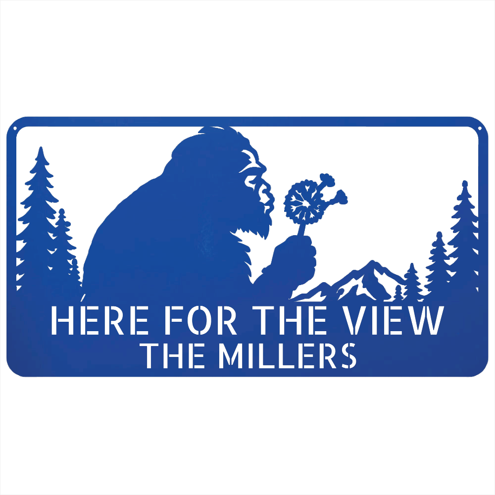 Custom Metal Wall Art - Personalized Name Enjoy View Metal Sign Blue