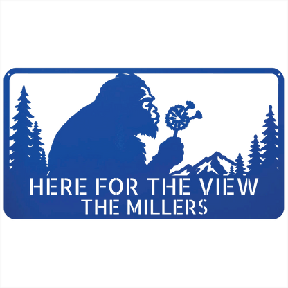Custom Metal Wall Art - Personalized Name Enjoy View Metal Sign Blue