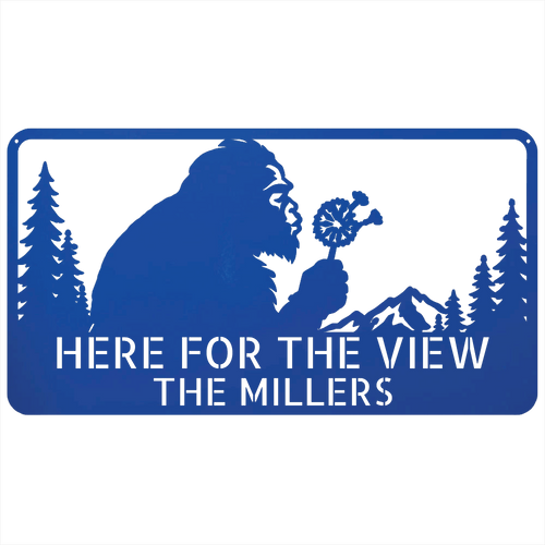 Custom Metal Wall Art - Personalized Name Enjoy View Metal Sign Blue
