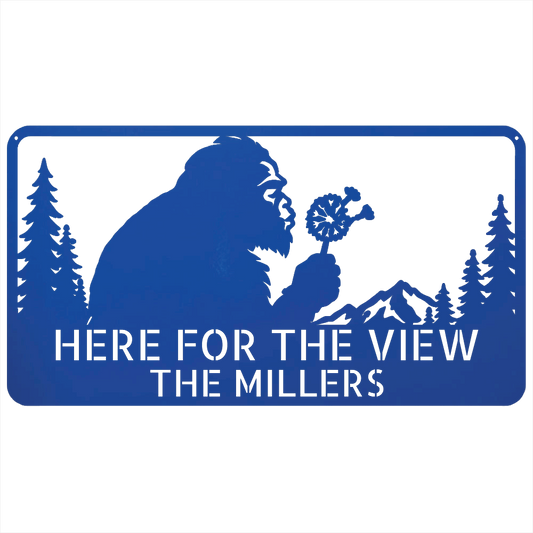 Custom Metal Wall Art - Personalized Name Enjoy View Metal Sign Blue