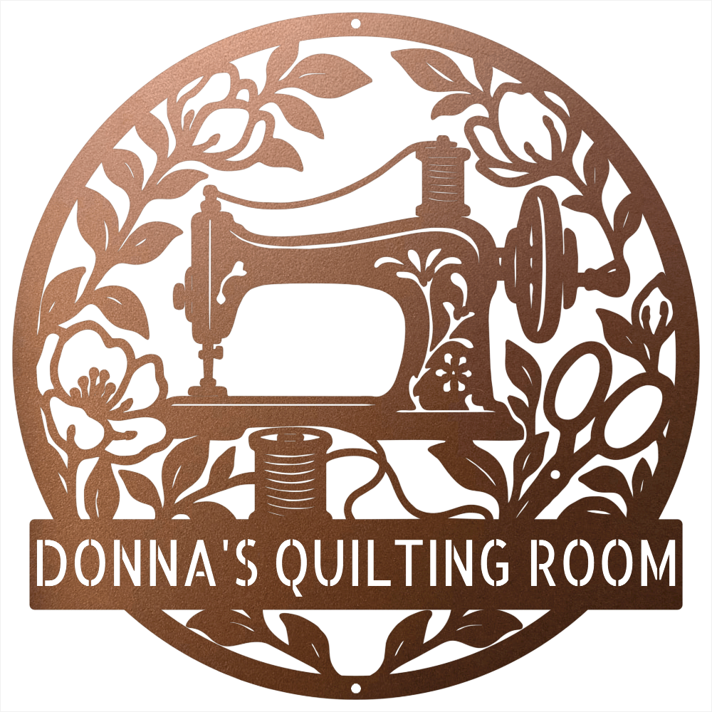 Custom Metal Wall Art - Personalized Sewing Machine Sign Copper