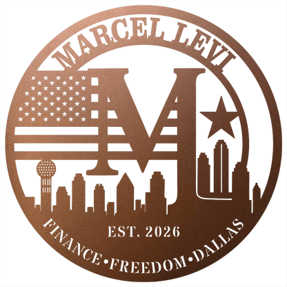 9118 - Dallas Skyline Monogram Metal Wall Art Copper