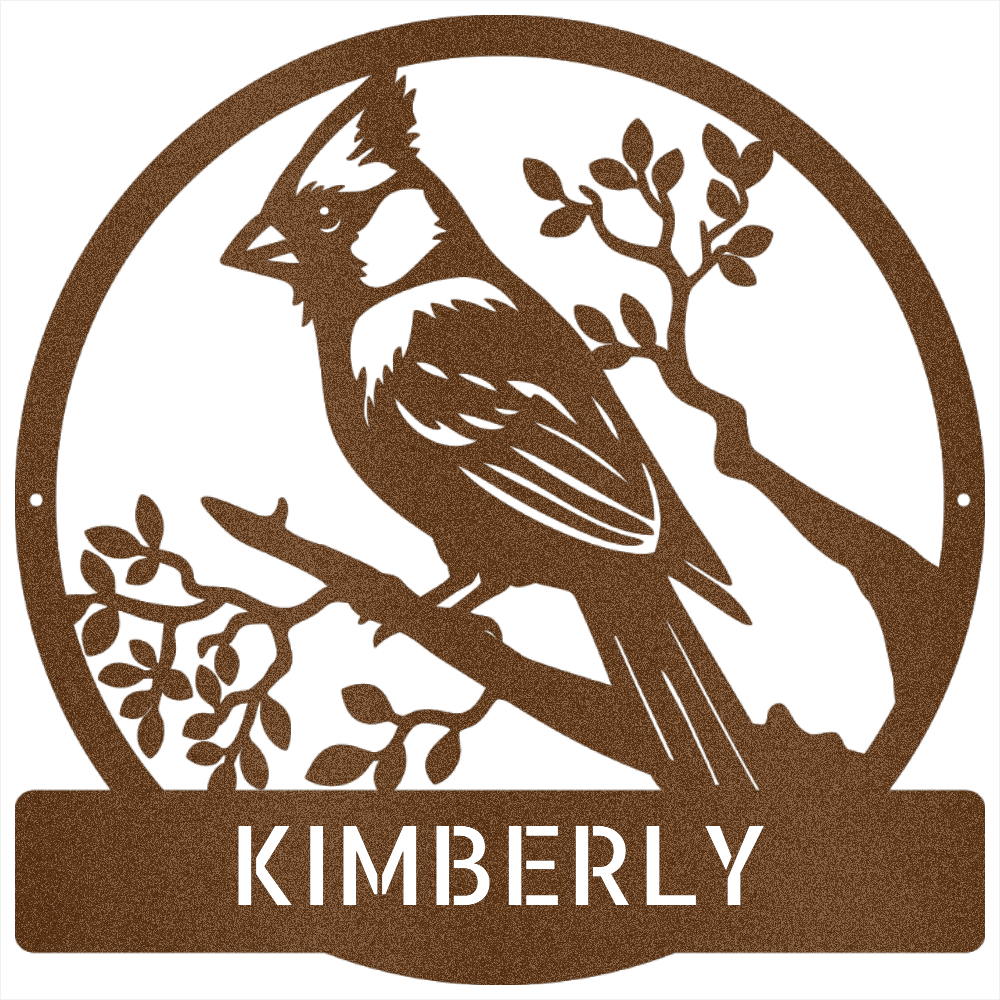 Custom Metal Wall Art - Personalized Cardinal Bird Sign Copper