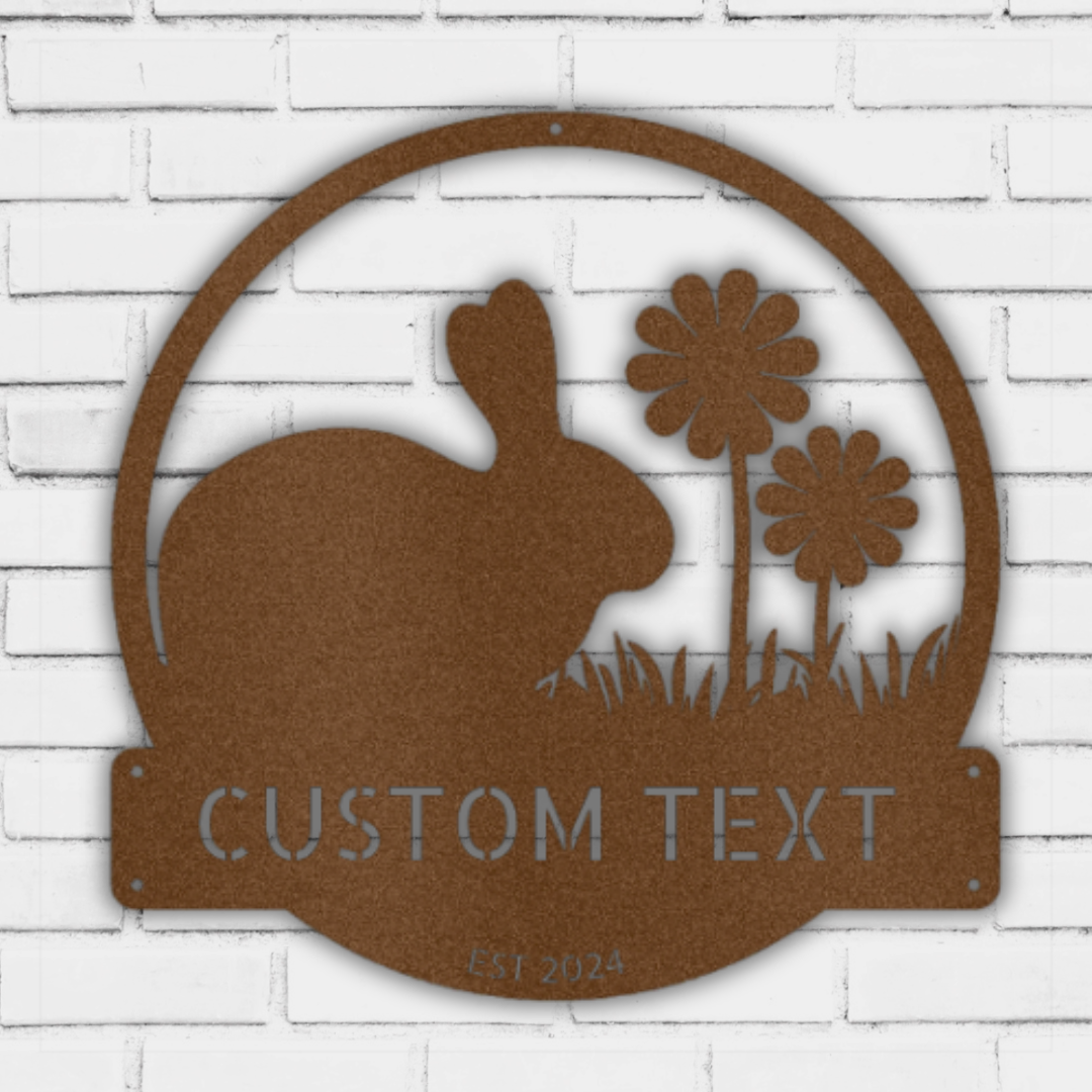 Rabbit Farm Metal Sign – Personalized Gifts – Custom Steel Wall Decor for Barn or Farmhouse Copper