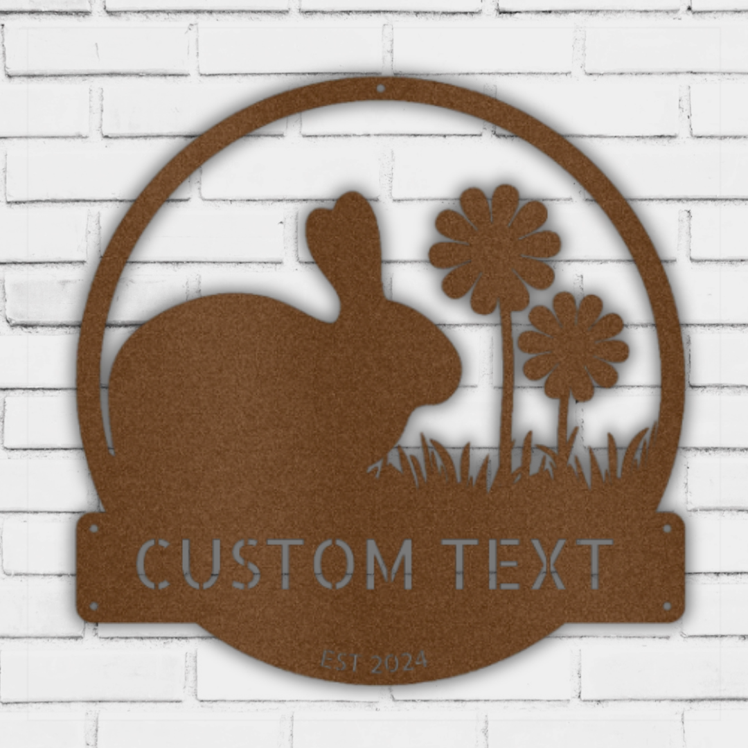 Custom Metal Wall Art - Personalized Rabbit Sign Copper