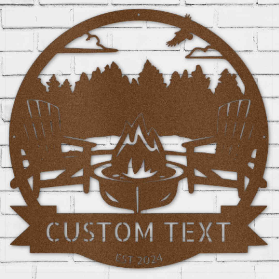 Lake Scene Metal Sign - Personalized Gifts - Custom Campfire and Camper Decor Sign Copper