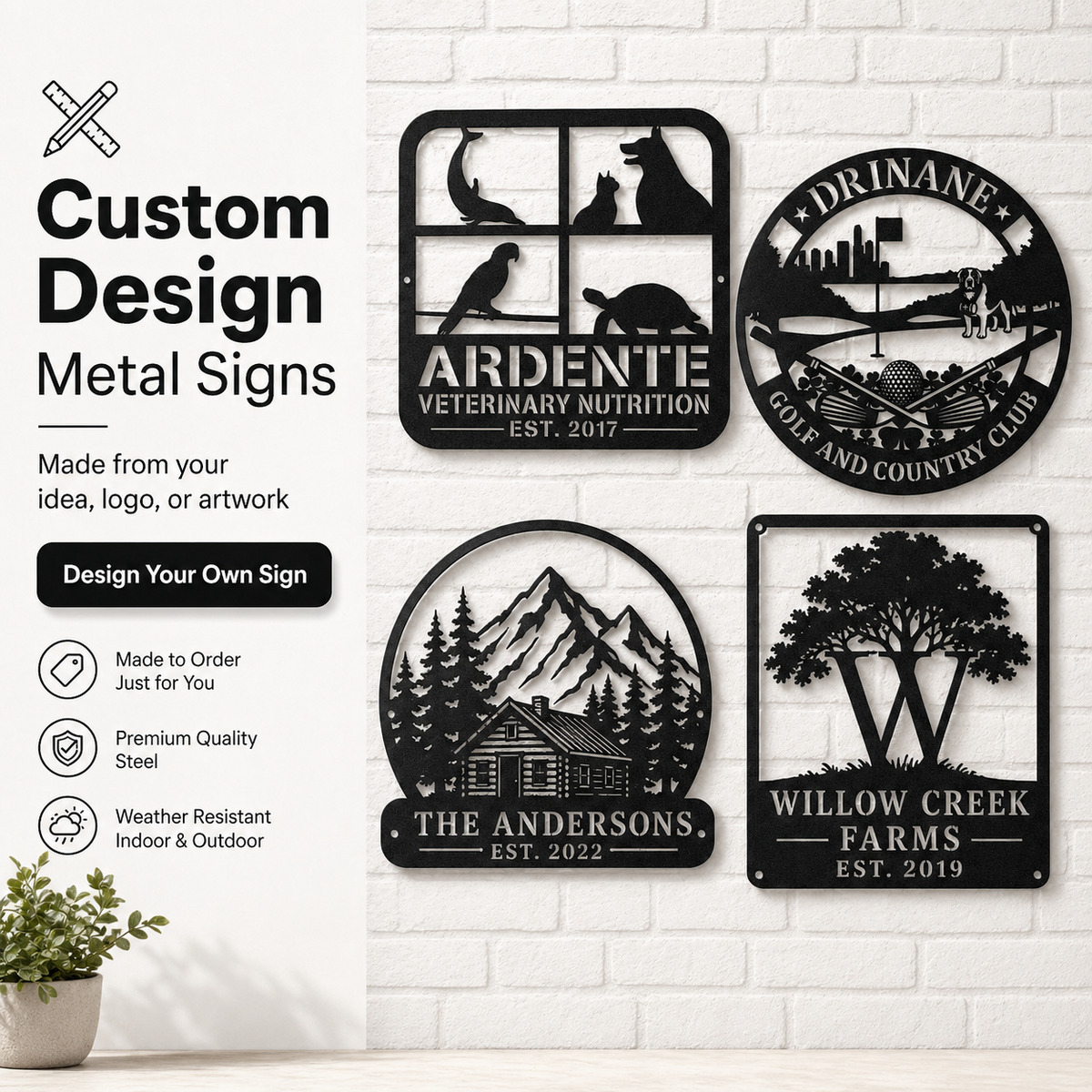 Custom Metal Sign - Personalized, Made-to-Order Steel Cut Design Silver