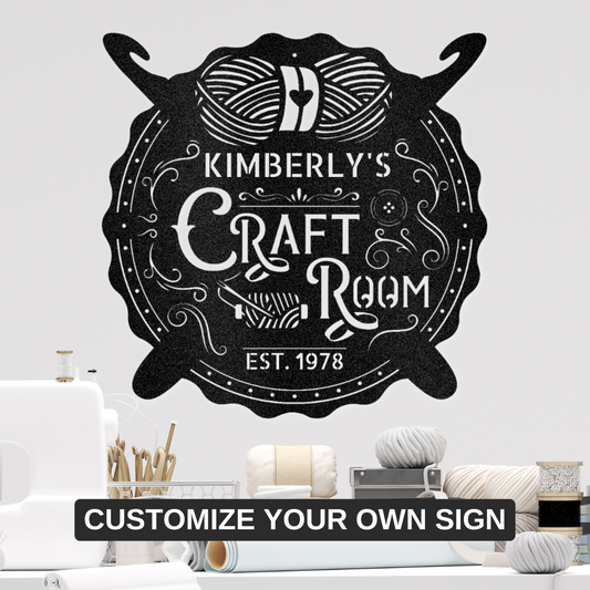 Crochet & Craft Room Custom Metal Sign – Sewing Room Decor