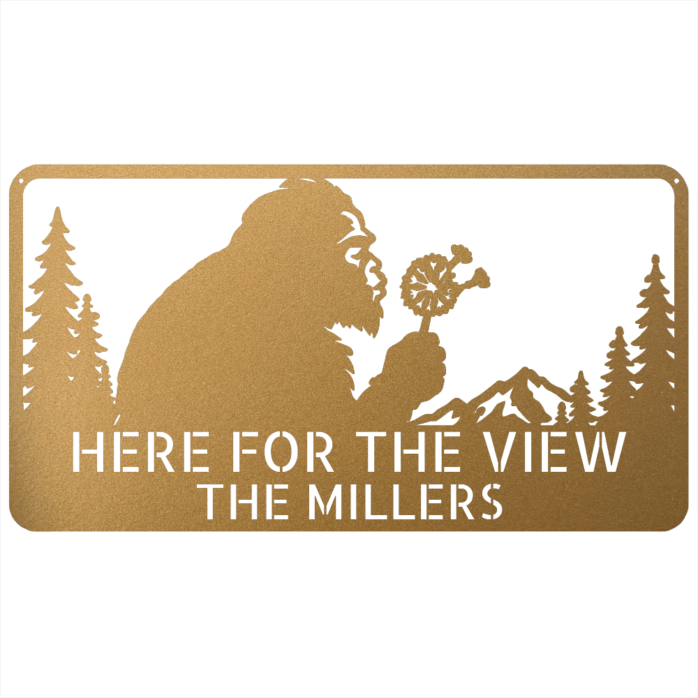 Custom Metal Wall Art - Personalized Name Enjoy View Metal Sign Gold