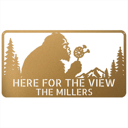 Custom Metal Wall Art - Personalized Name Enjoy View Metal Sign Gold