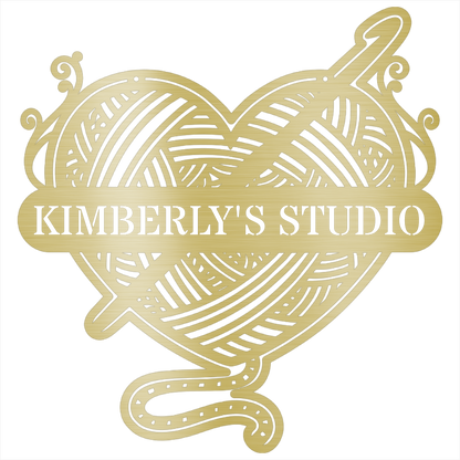 Ball of Yarn & Hook – Custom Metal Sign for Crochet Lovers