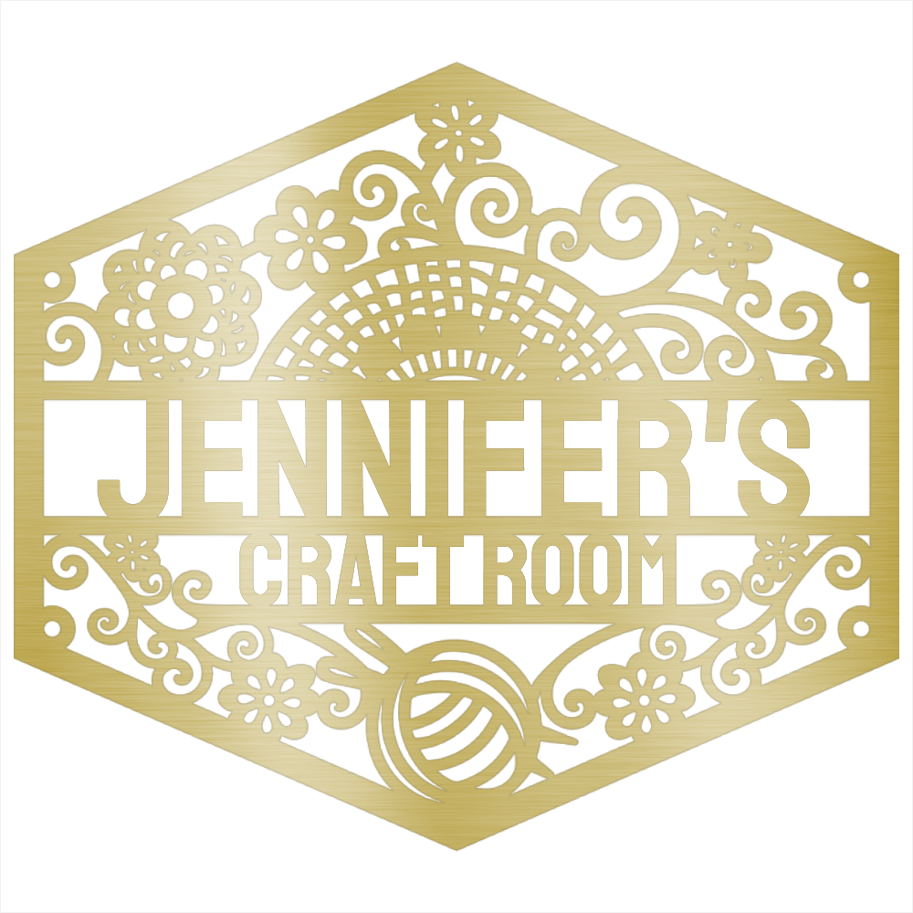 Crochet and Yarn - Custom Metal Sign Gold