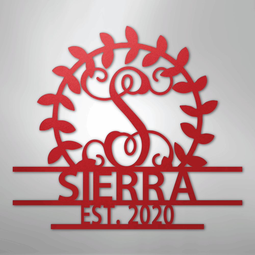 Custom Metal Wall Art - Personalized Family Crest Monogram Sign Red