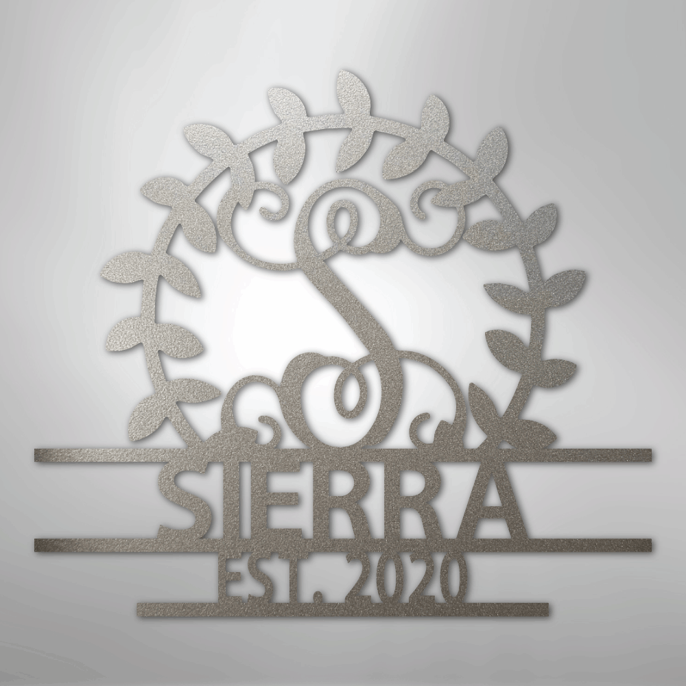 Custom Metal Wall Art - Personalized Family Crest Monogram Sign Silver