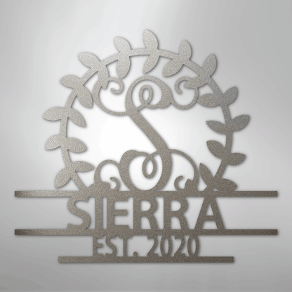 Custom Metal Wall Art - Personalized Family Crest Monogram Sign Silver