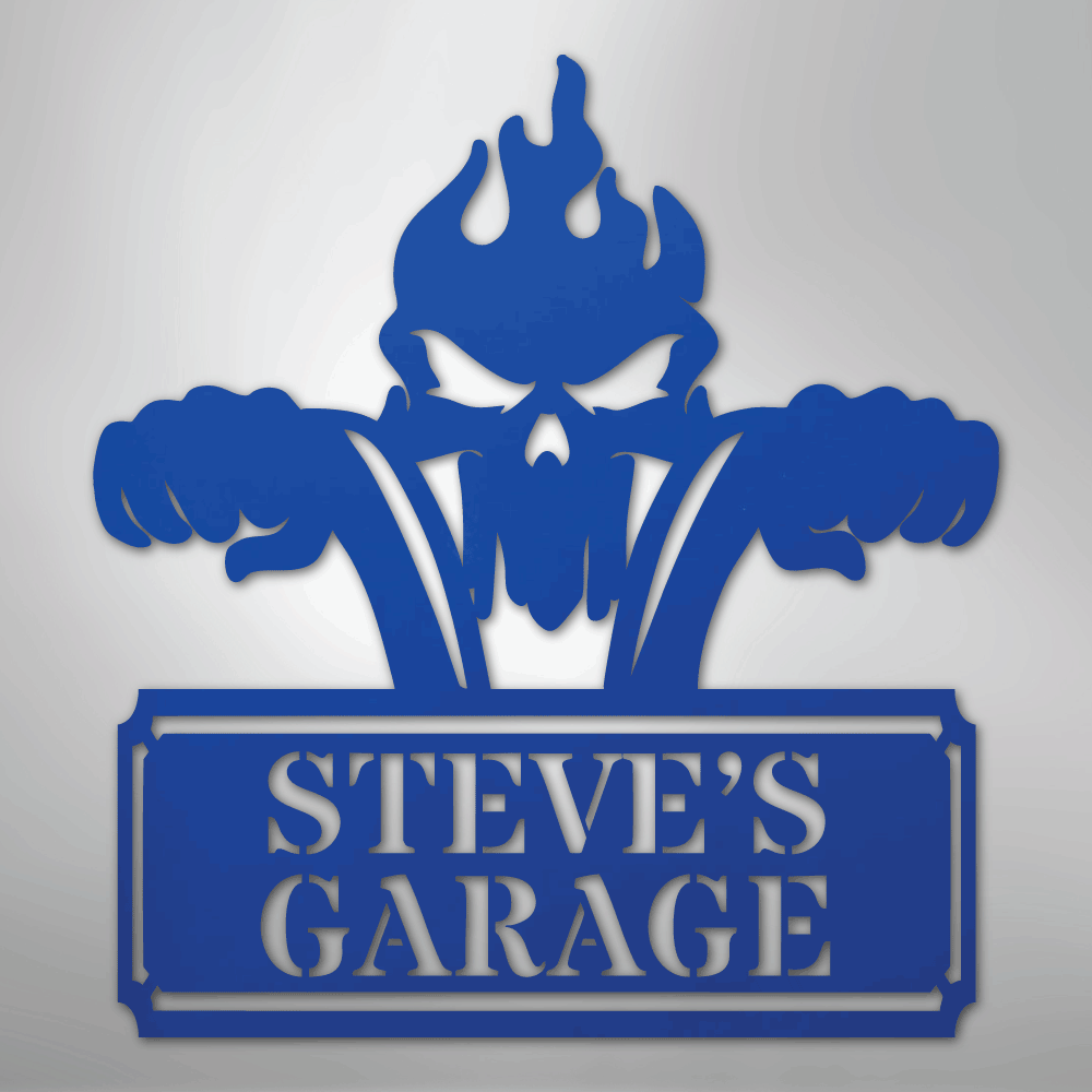 Custom Metal Wall Art - Personalized Dad's Motorcycle Sign Blue