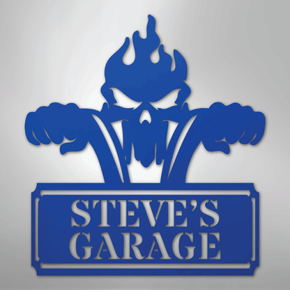 Custom Metal Wall Art - Personalized Dad's Motorcycle Sign Blue