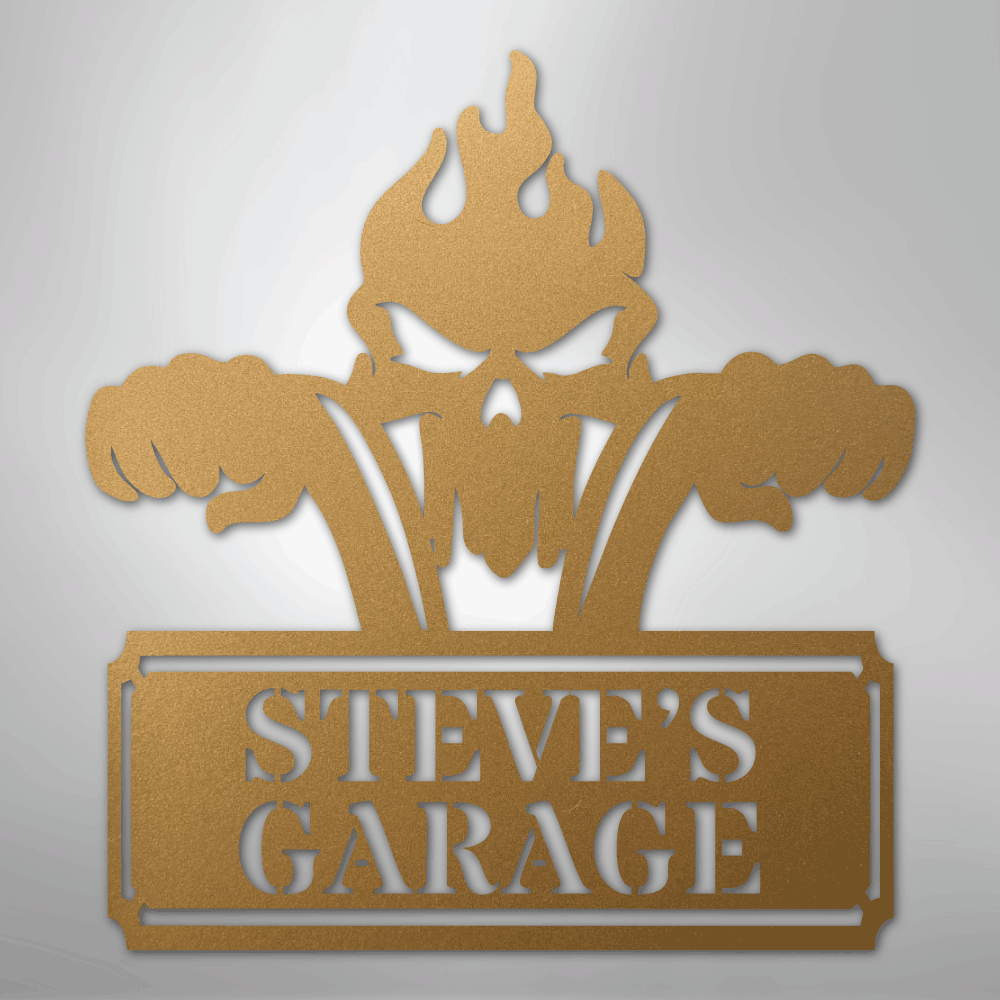 Custom Metal Wall Art - Personalized Dad's Motorcycle Sign Gold