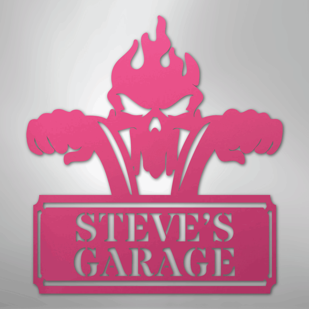 Custom Metal Wall Art - Personalized Dad's Motorcycle Sign Pink