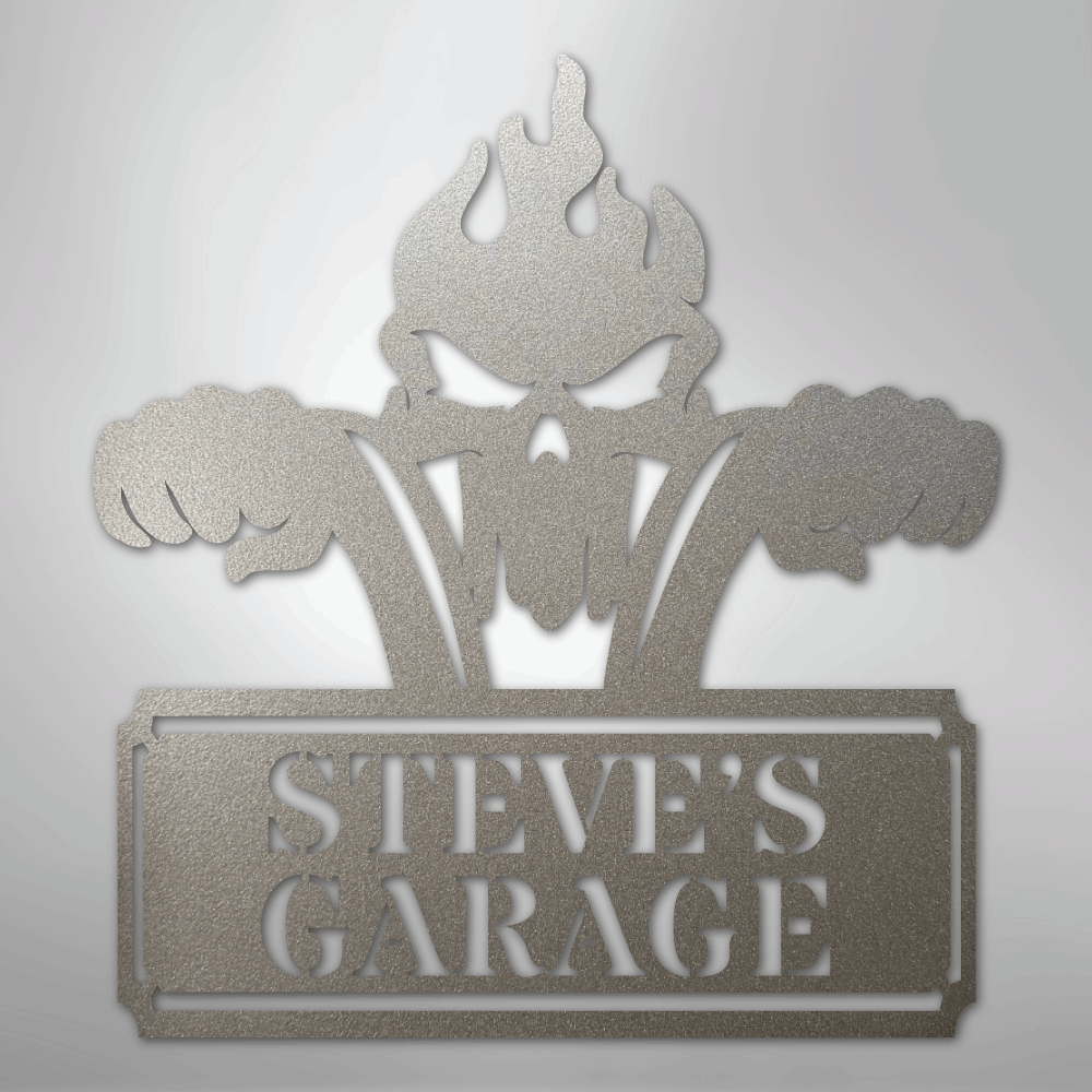 Custom Metal Wall Art - Personalized Dad's Motorcycle Sign Silver