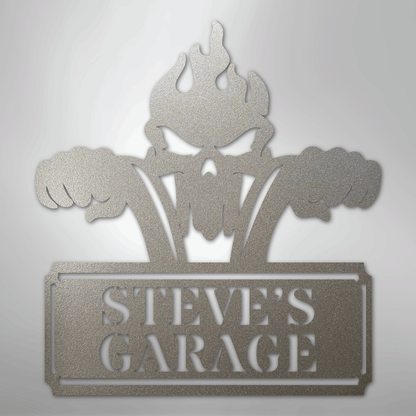 Custom Metal Wall Art - Personalized Dad's Motorcycle Sign Silver