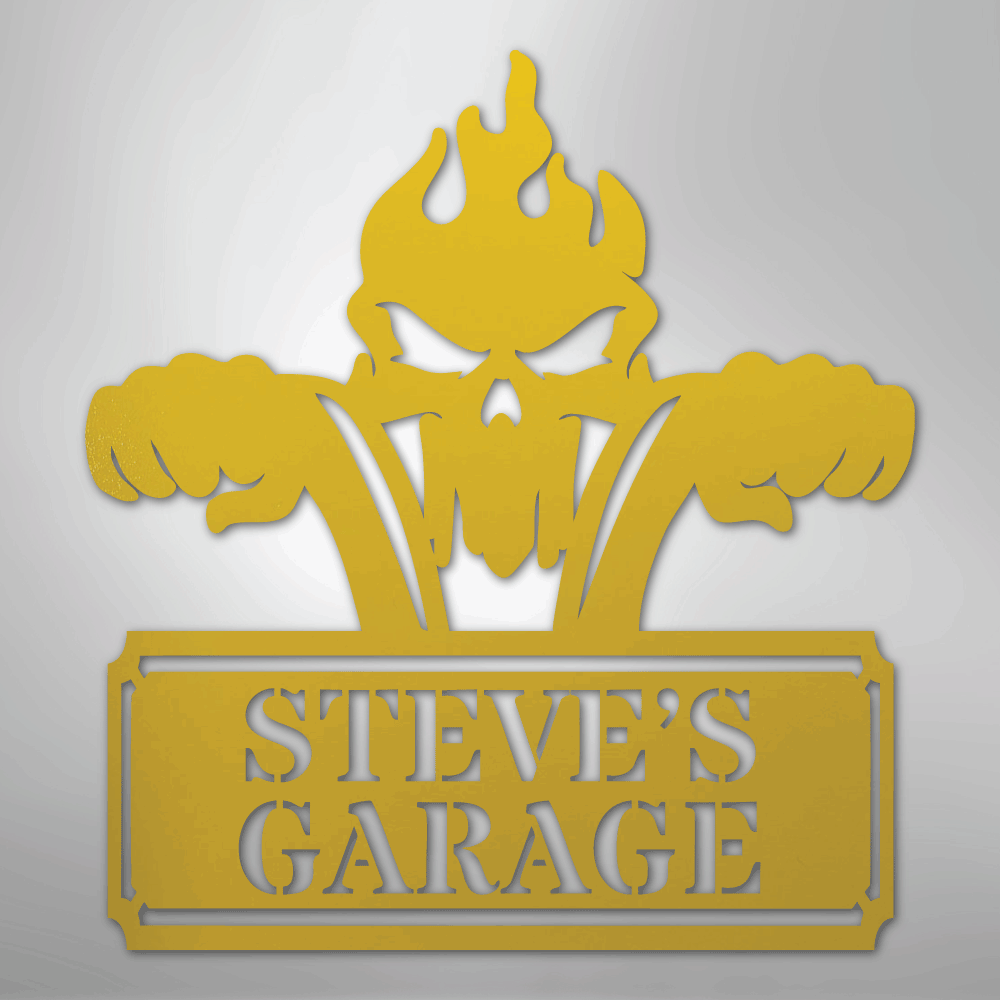 Custom Metal Wall Art - Personalized Dad's Motorcycle Sign Yellow