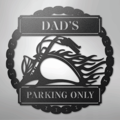 Custom Metal Wall Art - Personalized Motorcycle Parking Sign