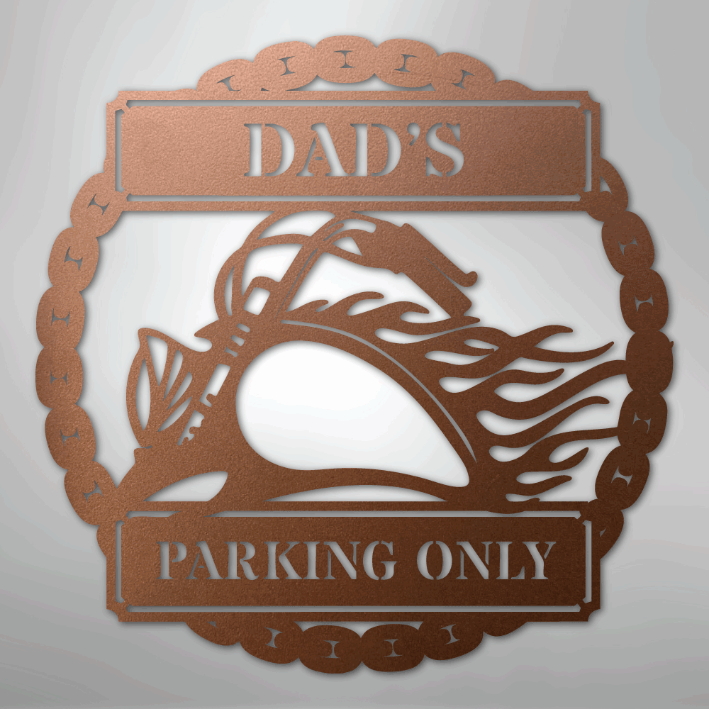 Custom Metal Wall Art - Personalized Motorcycle Parking Sign Copper