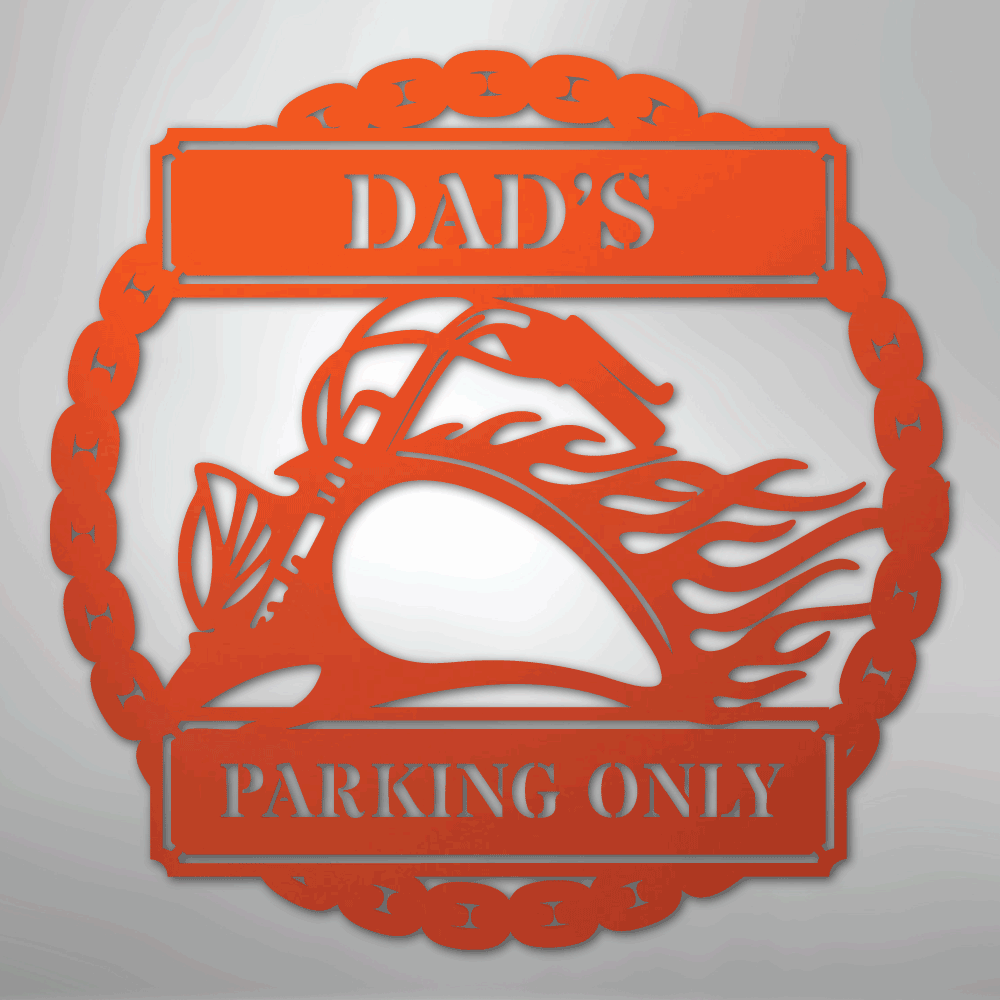 Custom Metal Wall Art - Personalized Motorcycle Parking Sign Orange