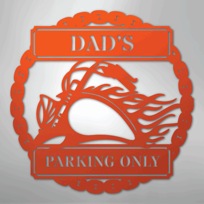 Custom Metal Wall Art - Personalized Motorcycle Parking Sign Orange