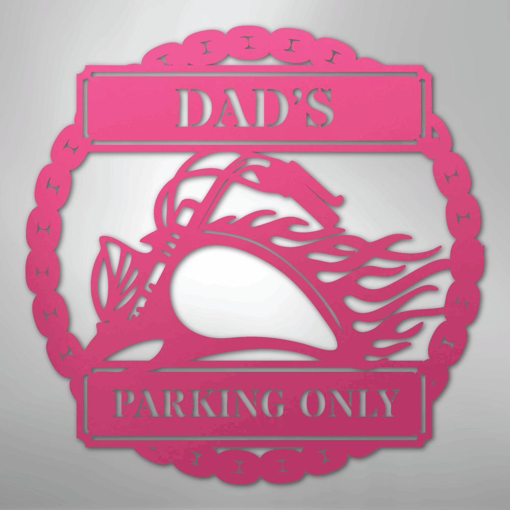 Custom Metal Wall Art - Personalized Motorcycle Parking Sign Pink