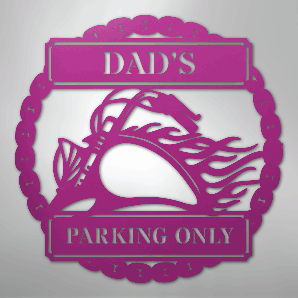 Custom Metal Wall Art - Personalized Motorcycle Parking Sign Purple