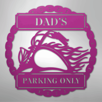 Custom Metal Wall Art - Personalized Motorcycle Parking Sign Purple