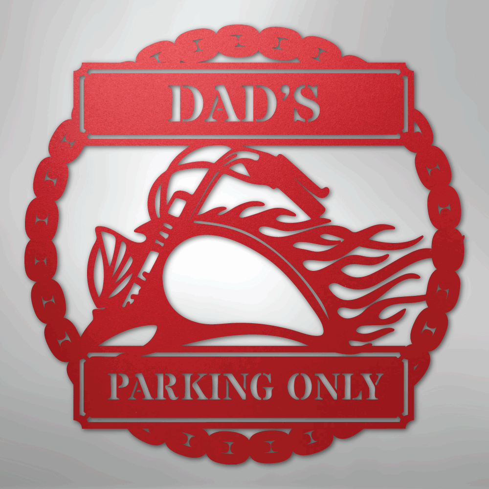 Custom Metal Wall Art - Personalized Motorcycle Parking Sign Red