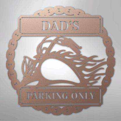 Custom Metal Wall Art - Personalized Motorcycle Parking Sign Rose