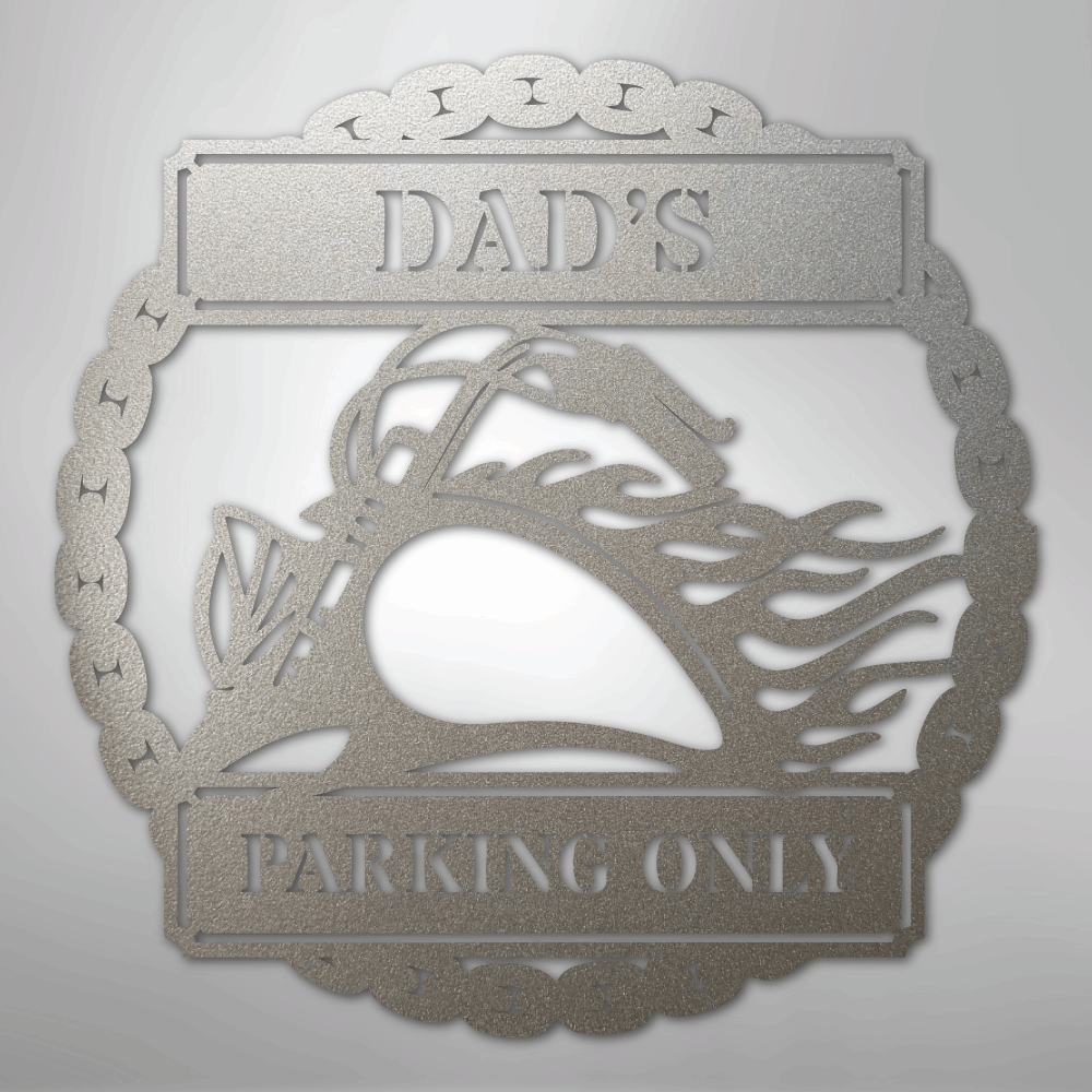 Custom Metal Wall Art - Personalized Motorcycle Parking Sign Silver