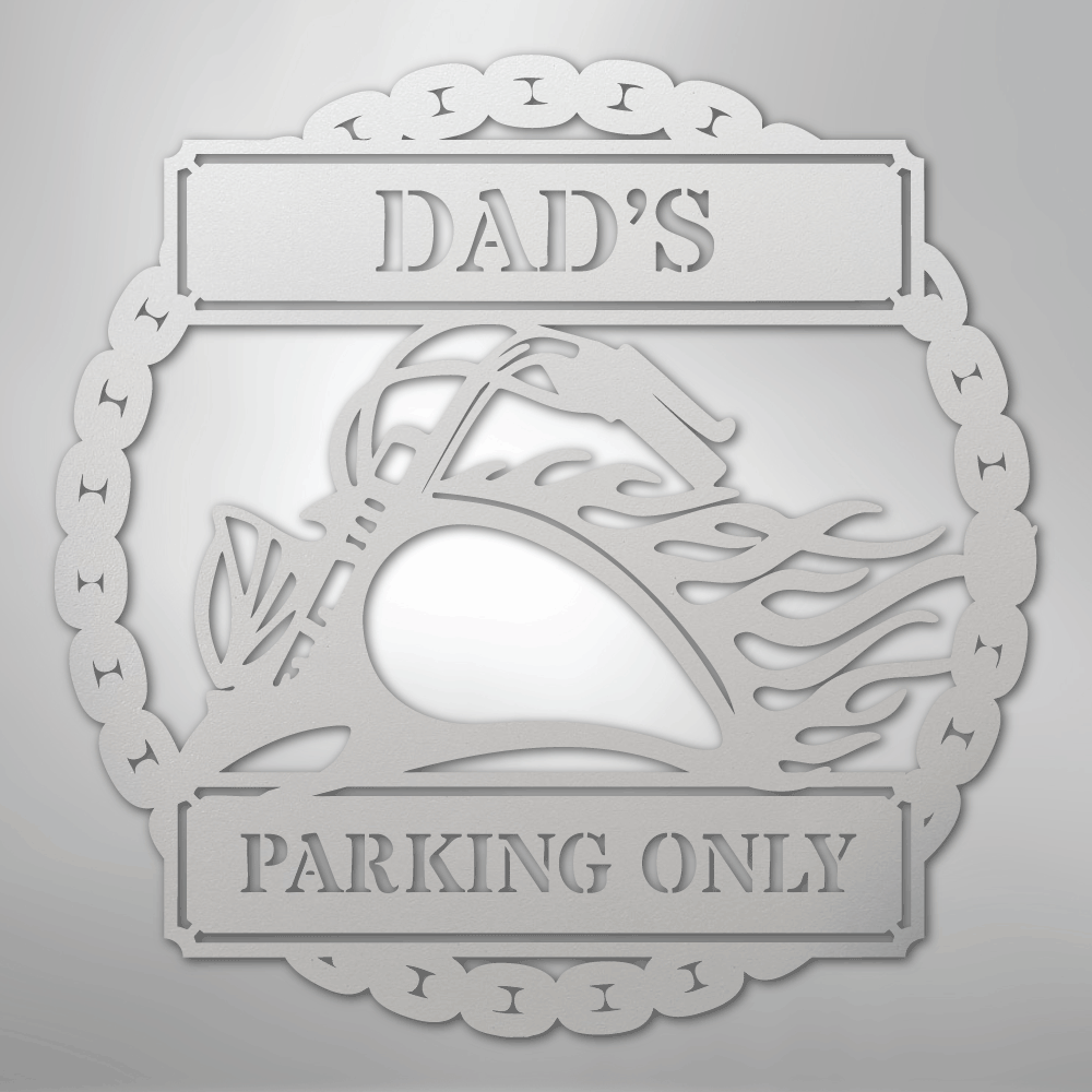 Custom Metal Wall Art - Personalized Motorcycle Parking Sign White