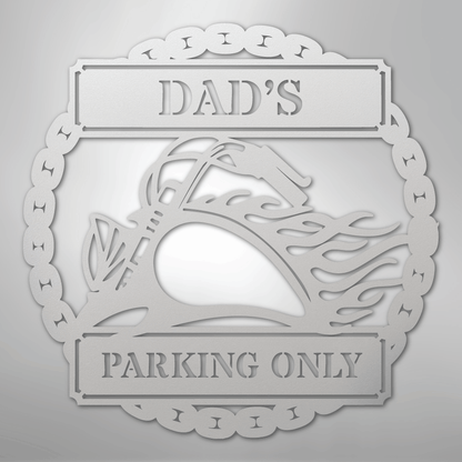 Custom Metal Wall Art - Personalized Motorcycle Parking Sign White