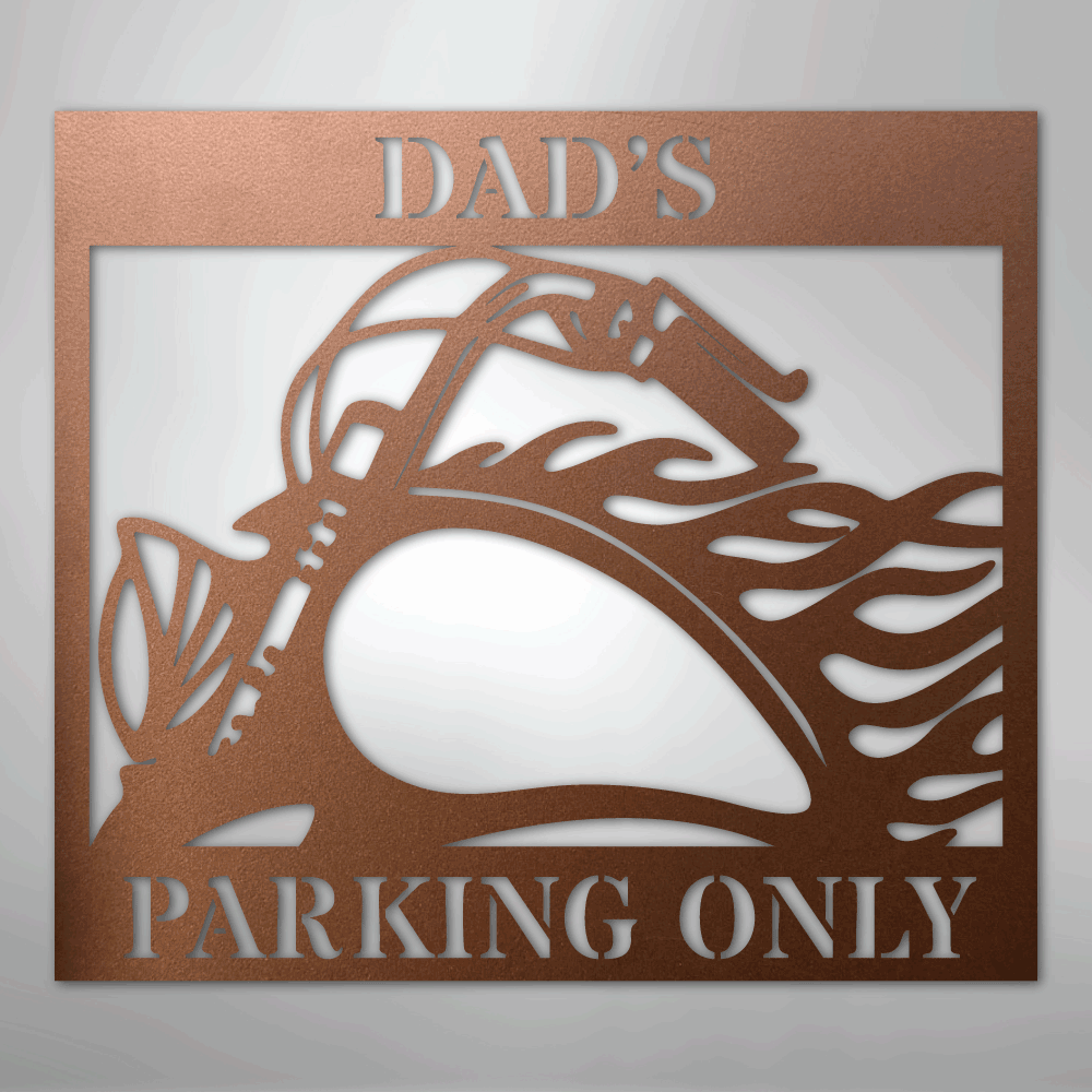 Custom Metal Wall Art - Personalized Hog Parking Name Sign Copper
