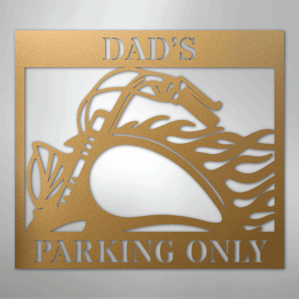 Custom Metal Wall Art - Personalized Hog Parking Name Sign Gold