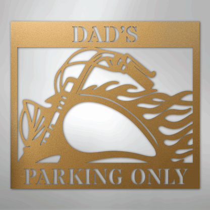 Custom Metal Wall Art - Personalized Hog Parking Name Sign Gold