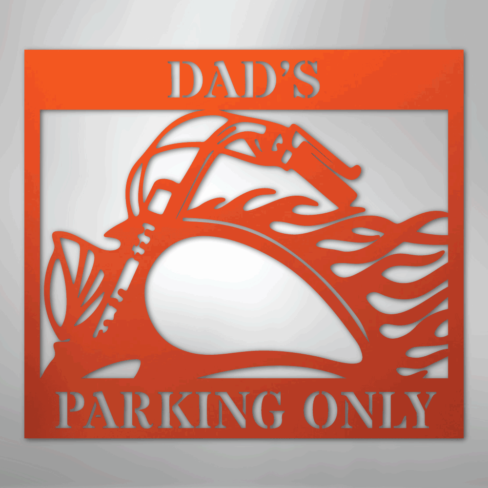 Custom Metal Wall Art - Personalized Hog Parking Name Sign Orange
