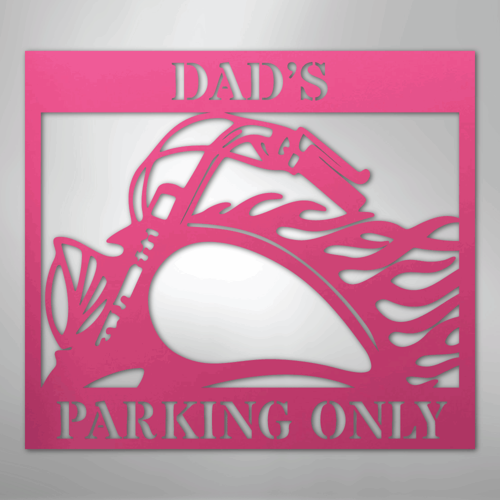 Custom Metal Wall Art - Personalized Hog Parking Name Sign Pink