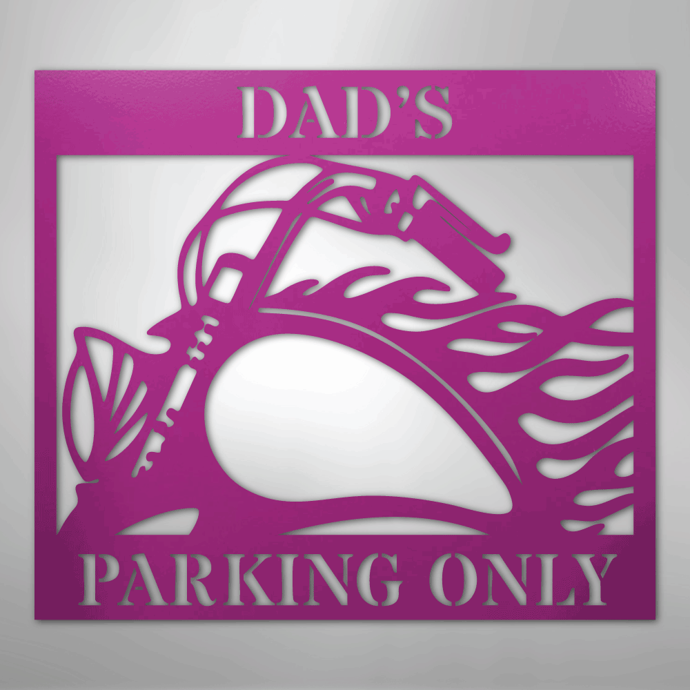 Custom Metal Wall Art - Personalized Hog Parking Name Sign Purple