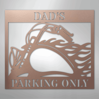 Custom Metal Wall Art - Personalized Hog Parking Name Sign Rose